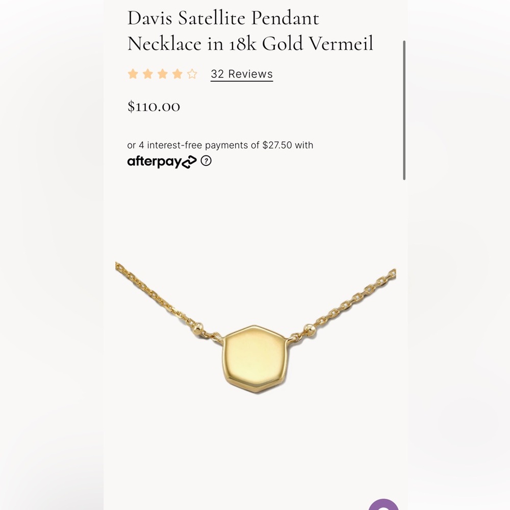 NWT Kendra Scott Davis Pendant Satellite Pendant Necklace 18K Gold Vermeil